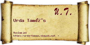 Urda Tamás névjegykártya